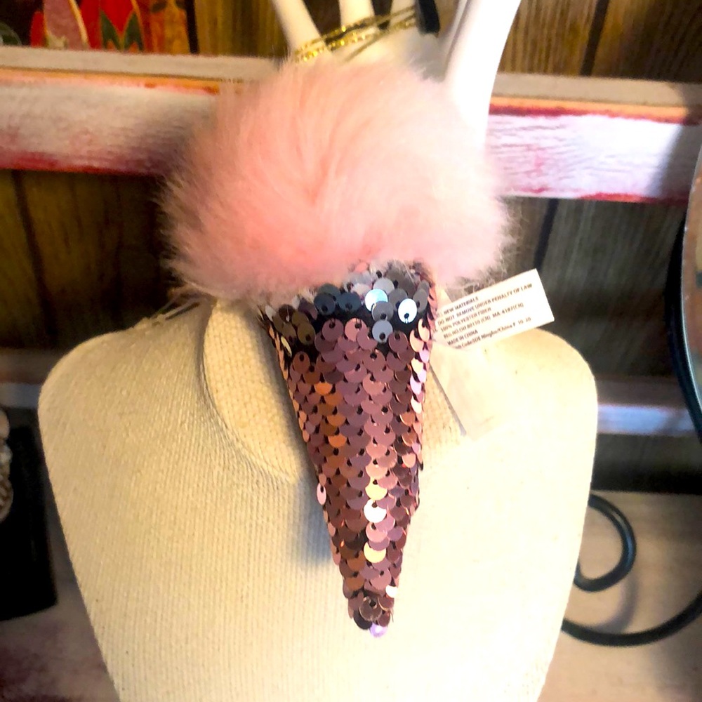 Pretty Sequin Ice Cream Cone Keychain